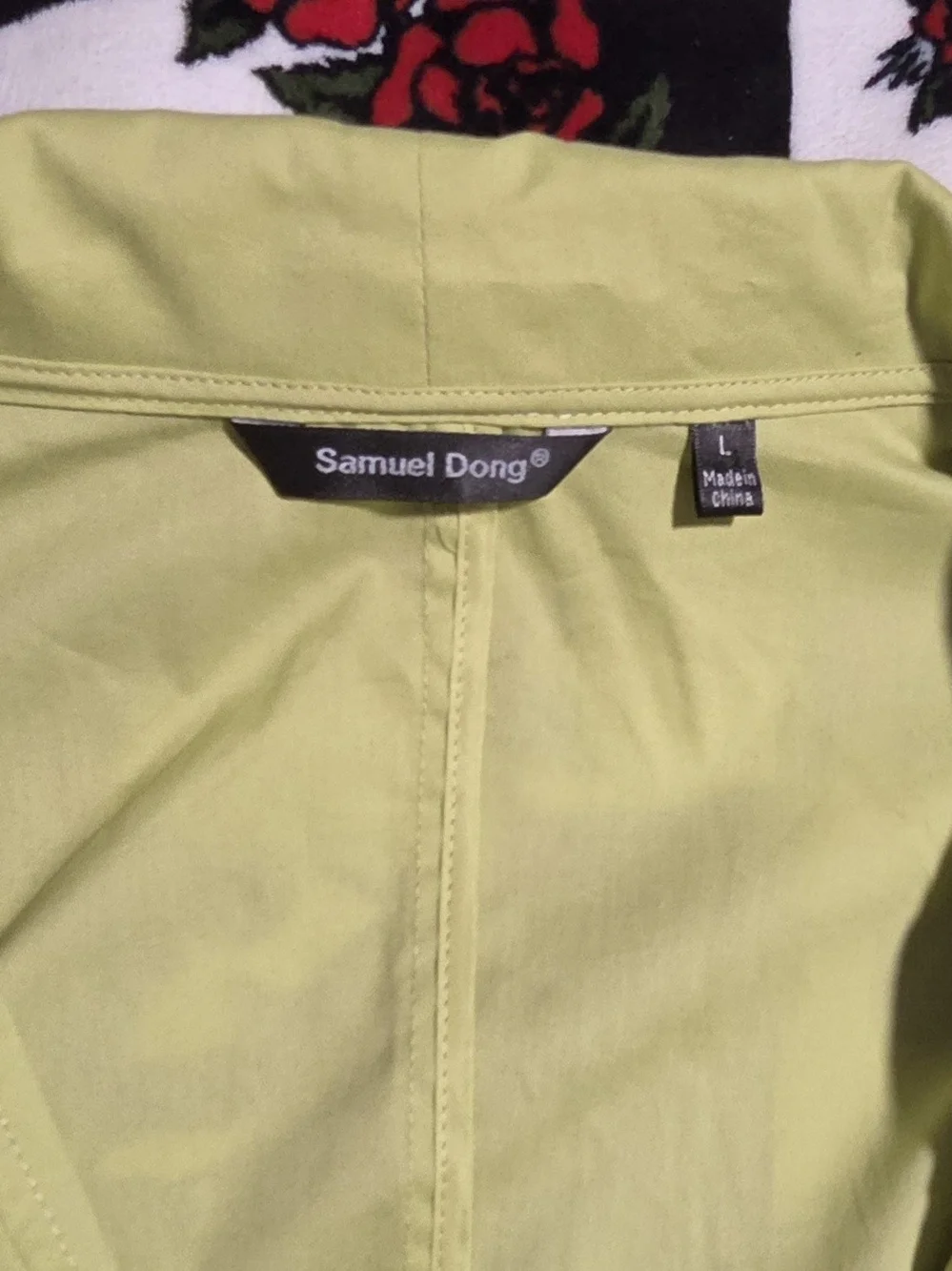 Samuel Dong Lime Green Ruffle Zip-Up Blouse